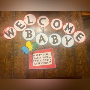 Welcome Baby Party Banner with Balloons